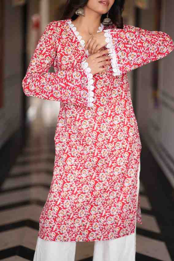 Pakistani Long Kurties - Sanganeri Block Print