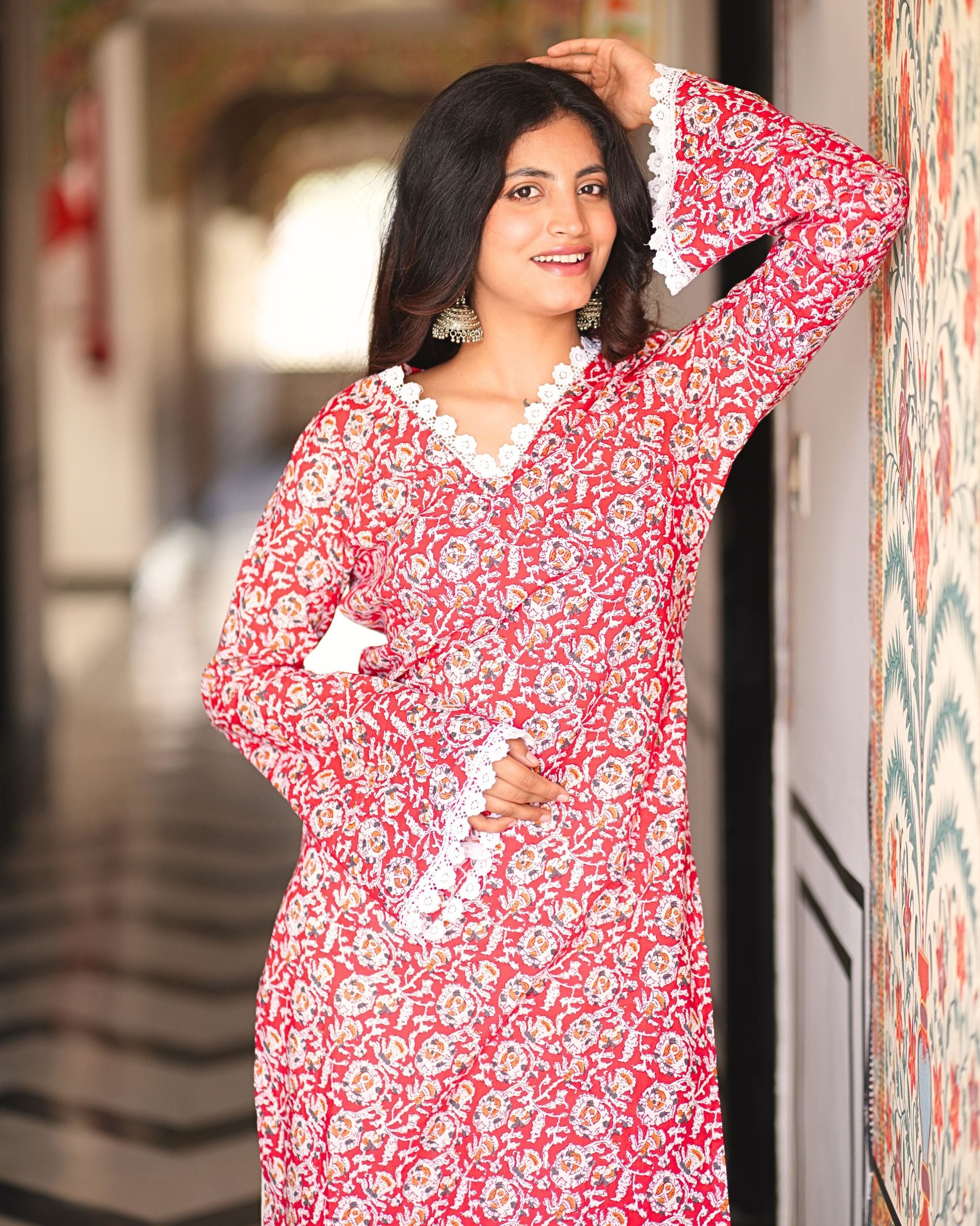 Pakistani Long Kurties - Sanganeri Block Print